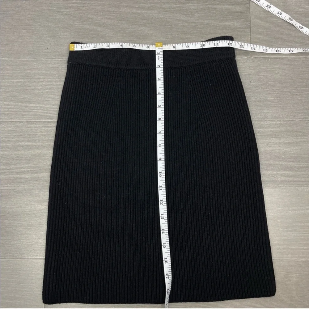Nicole Farhi Sweater Knit Ribbed Black Above Knee Mini Minimalist Pencil Skirt S - Picture 2 of 3